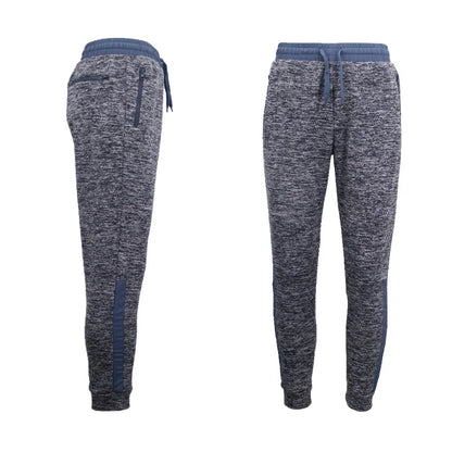Mens Joggers Trousers Gym Sport Casual Sweat Track Pants Cuffed Hem w Zip Pocket, Navy, S - Image 5