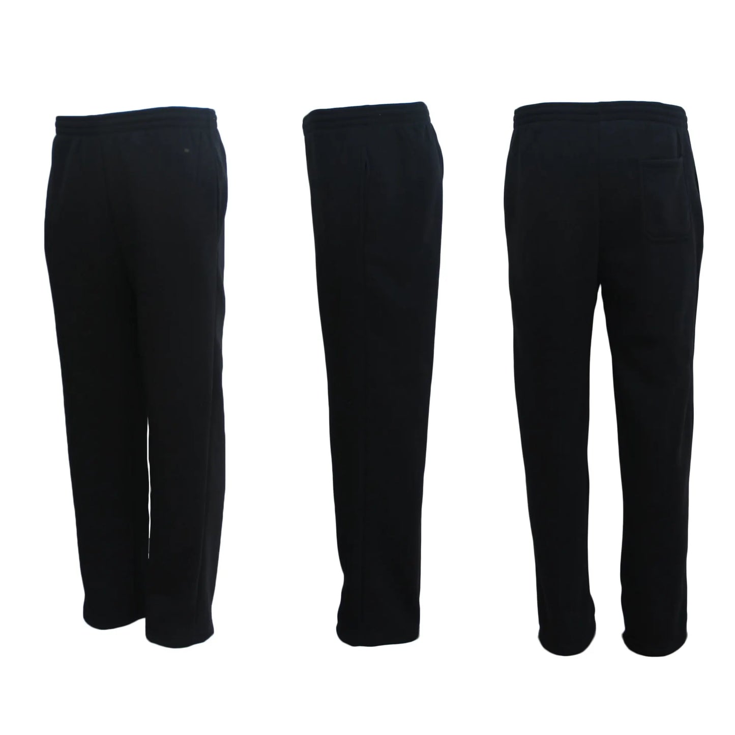 New Adult Mens Unisex Track Suit Fleece Lined Pants Sport Gym Work Casual Winter, Black, 6XL