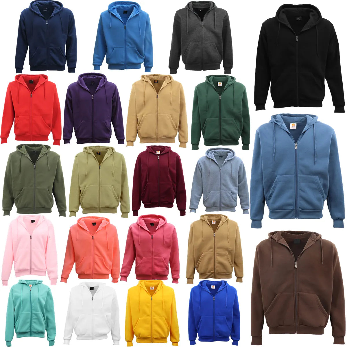 Adult Unisex Zip Plain Fleece Hoodie Hooded Jacket Mens Sweatshirt Jumper XS-8XL, Teal, S - Image 2