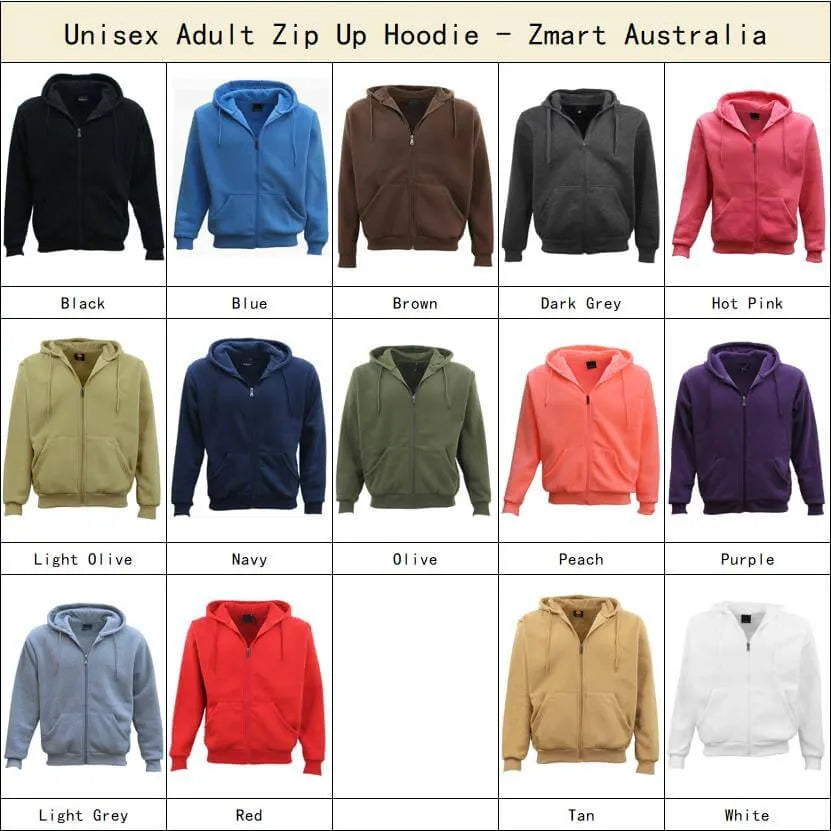 Adult Unisex Zip Plain Fleece Hoodie Hooded Jacket Mens Sweatshirt Jumper XS-8XL, Teal, L - Image 3