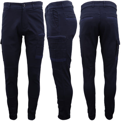 Men's Cargo Cotton Drill Work Pants UPF 50+ 13 Pockets Tradies Workwear Trousers, Black, 32 - Image 4