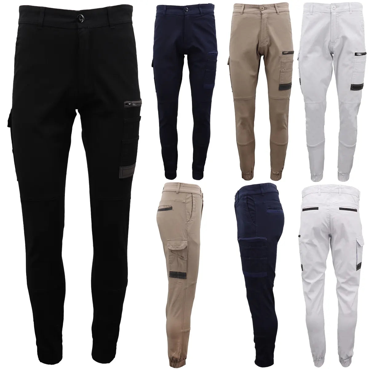 Men's Cargo Cotton Drill Work Pants UPF 50+ 13 Pockets Tradies Workwear Trousers, Navy, 30 - Image 2