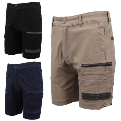Mens Cargo Cotton Drill Work Shorts UPF 50+ 13 Pockets Tradies Workwear Trousers, Black, 38 - Image 2