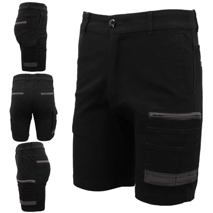 Mens Cargo Cotton Drill Work Shorts UPF 50+ 13 Pockets Tradies Workwear Trousers, Black, 38 - Image 4