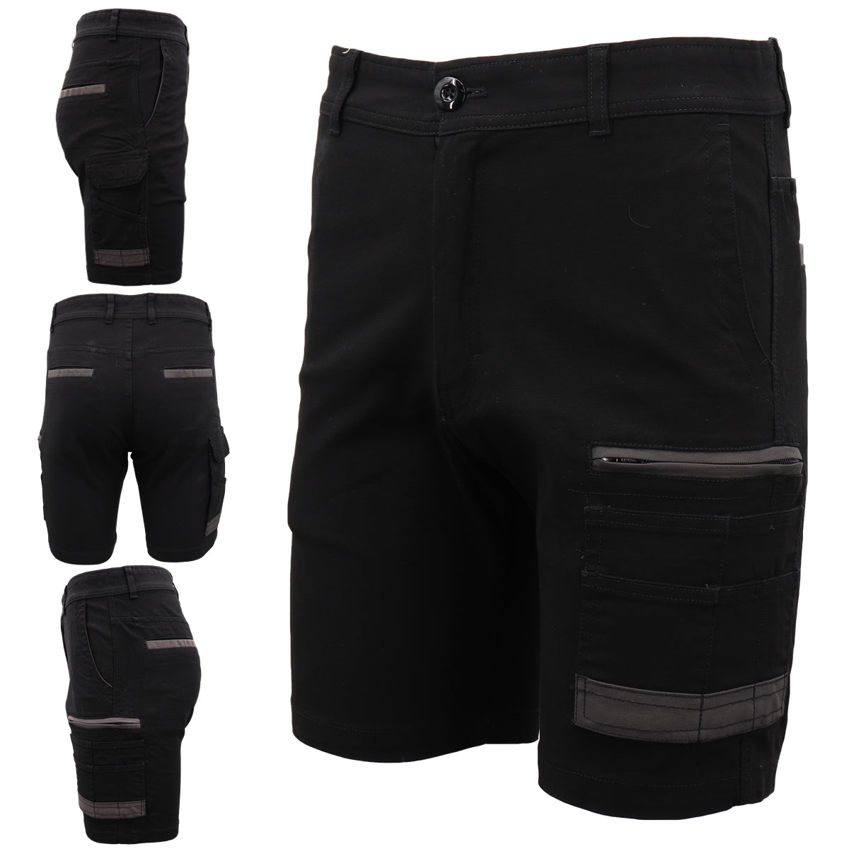 Mens Cargo Cotton Drill Work Shorts UPF 50+ 13 Pockets Tradies Workwear Trousers, Navy, 34 - Image 4