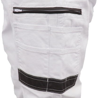 Men's Cargo Cotton Drill Work Pants UPF 50+ 13 Pockets Tradies Workwear Trousers, White, 28 - Image 3
