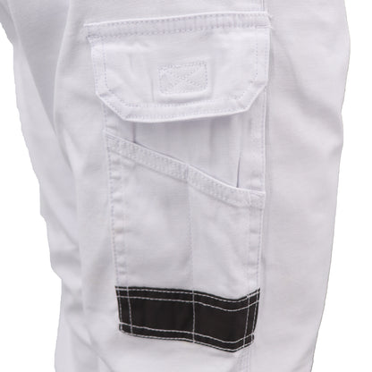 Men's Cargo Cotton Drill Work Pants UPF 50+ 13 Pockets Tradies Workwear Trousers, White, 34 - Image 4