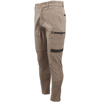 Men's Cotton Drill Cargo Work Pants UPF 50+ 13 Pockets Tradies Workwear Trousers, Khaki, 28 - Image 4