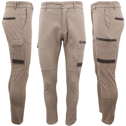 Men's Cotton Drill Cargo Work Pants UPF 50+ 13 Pockets Tradies Workwear Trousers, Khaki, 36 - Image 5