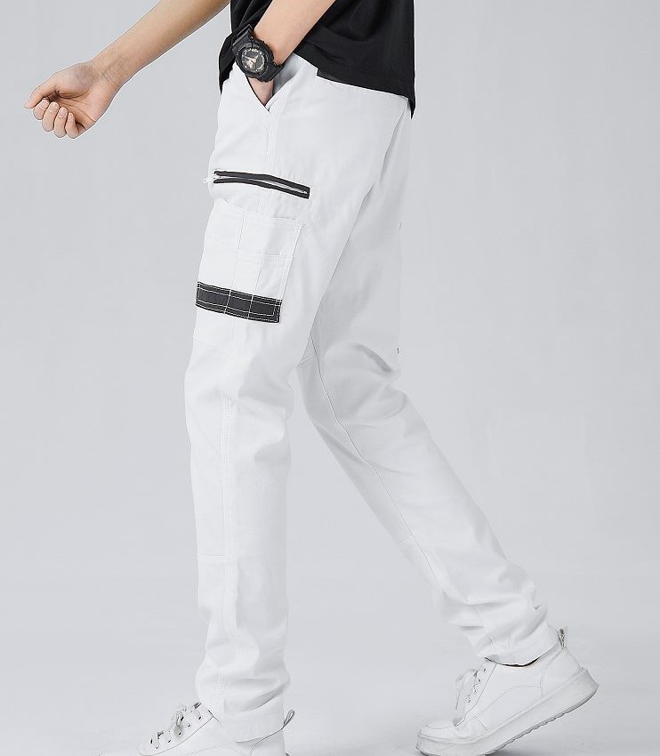 Men's Cotton Drill Cargo Work Pants UPF 50+ 13 Pockets Tradies Workwear Trousers, White, 34 - Image 2