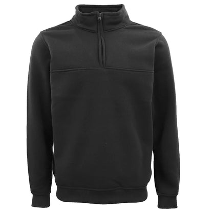 New Men's Unisex Adult Half-Zip Fleece Jumper Pullover Stand Collar Jacket Shirt, Black, 3XL - Image 3