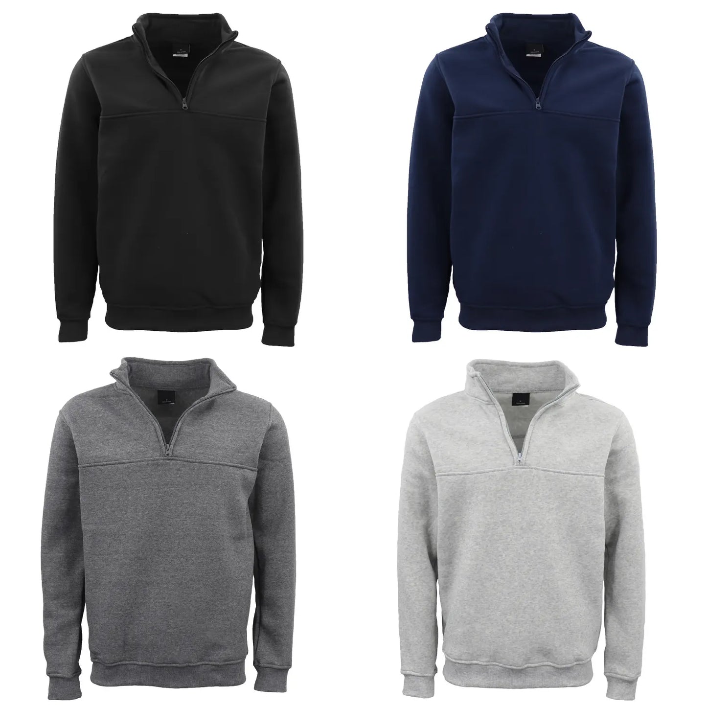 New Men's Unisex Adult Half-Zip Fleece Jumper Pullover Stand Collar Jacket Shirt, Black, 3XL - Image 5