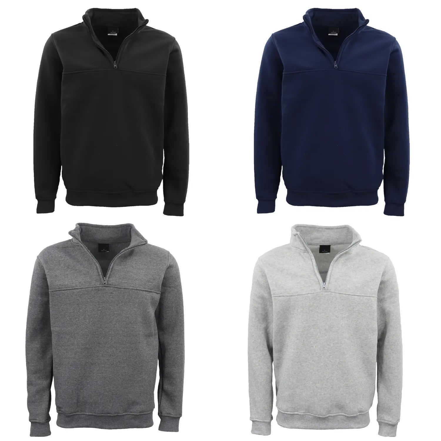 New Men's Unisex Adult Half-Zip Fleece Jumper Pullover Stand Collar Jacket Shirt, Black, 3XL - Image 5