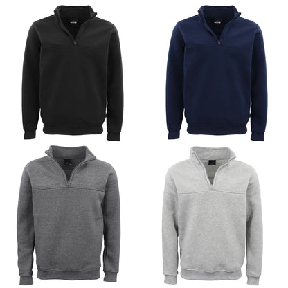 New Men's Unisex Adult Half-Zip Fleece Jumper Pullover Stand Collar Jacket Shirt, Black, 3XL - Image 5