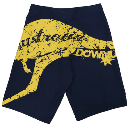 Men's Adult Board Shorts Australia Day Kangaroo Down Under Souvenir Beach Wear, Navy/Yellow, 2XL - Image 2
