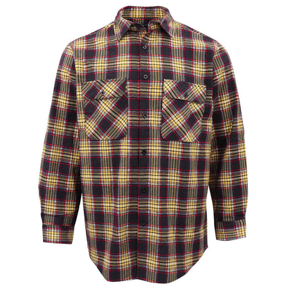 Men's 100% Cotton Flannelette Shirt Long Sleeve Plaid Check Flannel w Pockets, Golden Horizon Plaid, M - Image 2