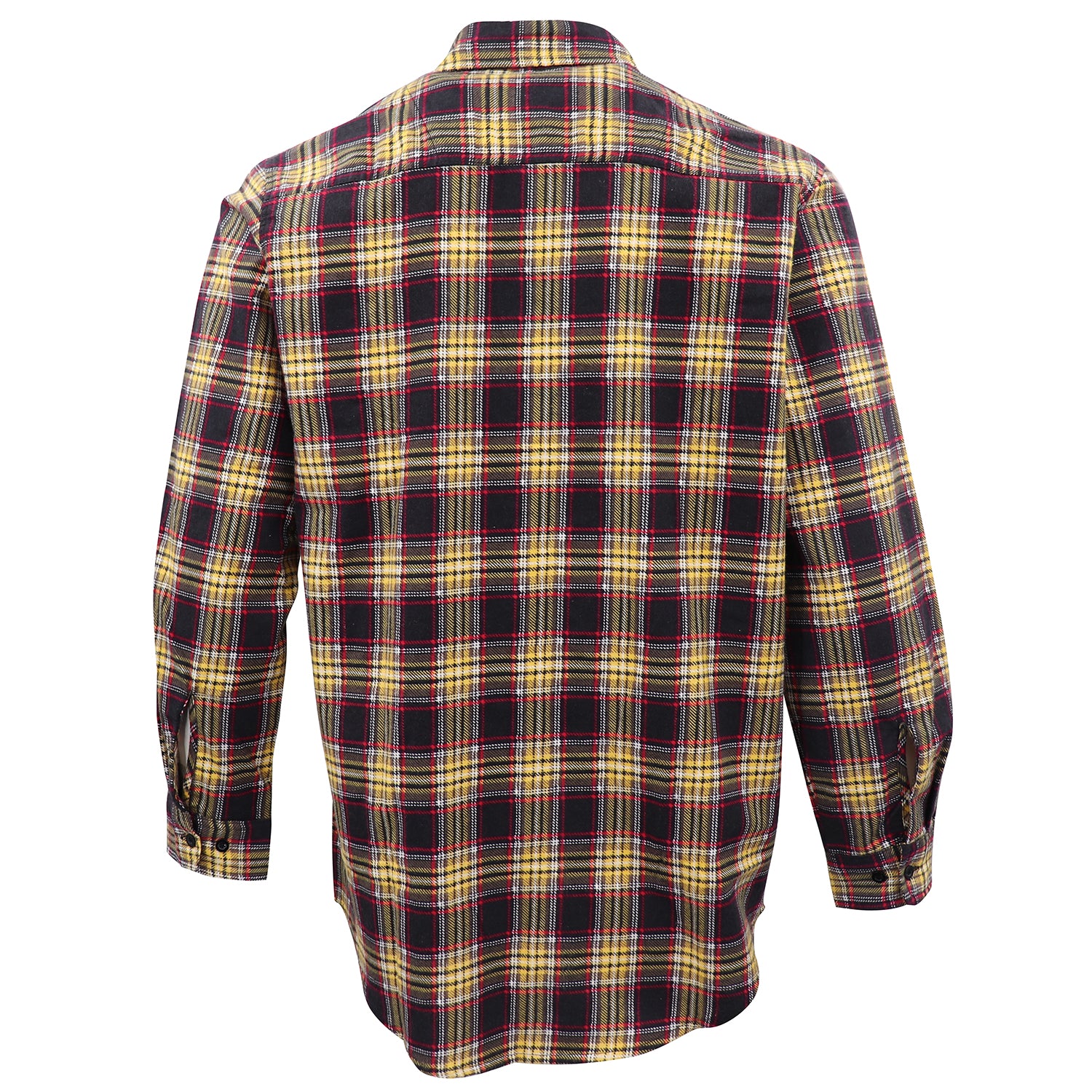 Men's 100% Cotton Flannelette Shirt Long Sleeve Plaid Check Flannel w Pockets, Golden Horizon Plaid, M - Image 3