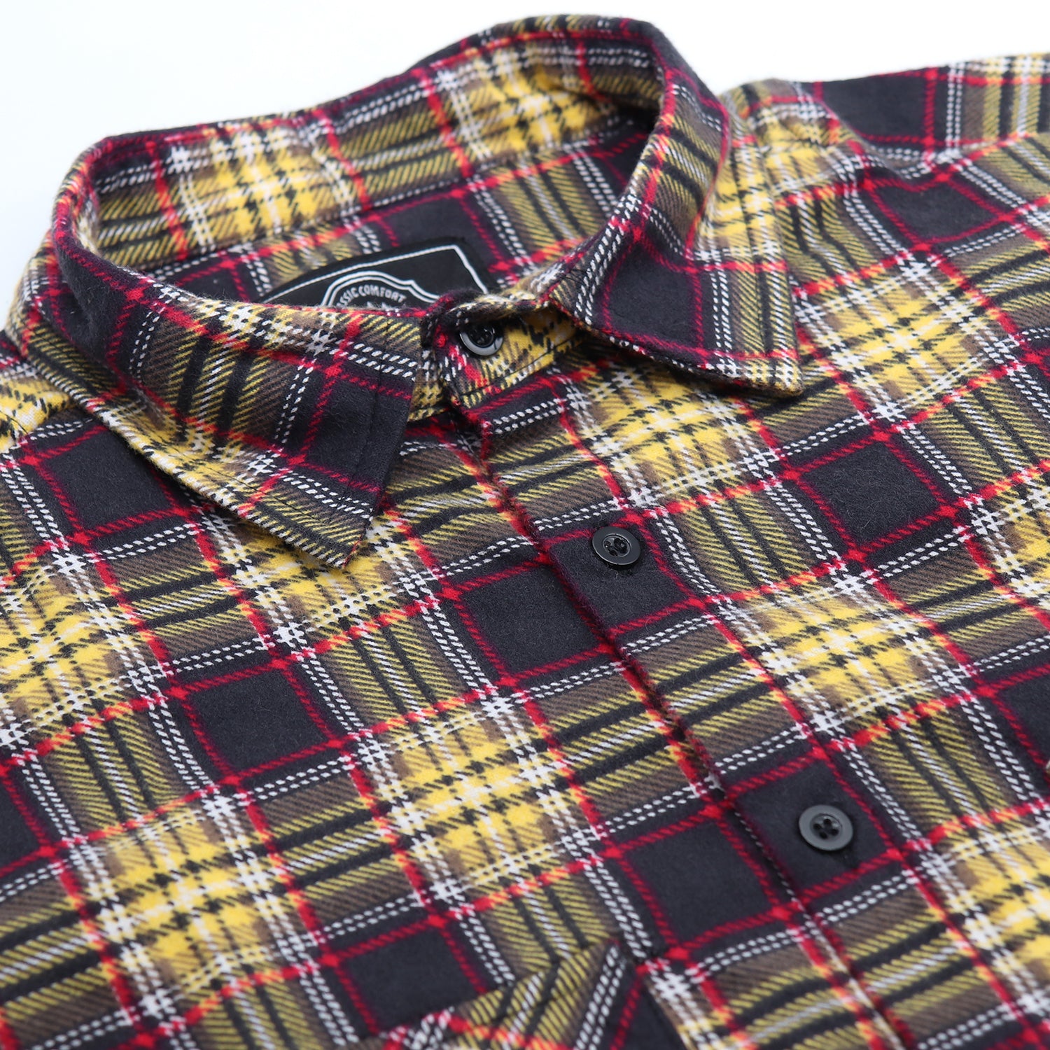 Men's 100% Cotton Flannelette Shirt Long Sleeve Plaid Check Flannel w Pockets, Golden Horizon Plaid, M - Image 4