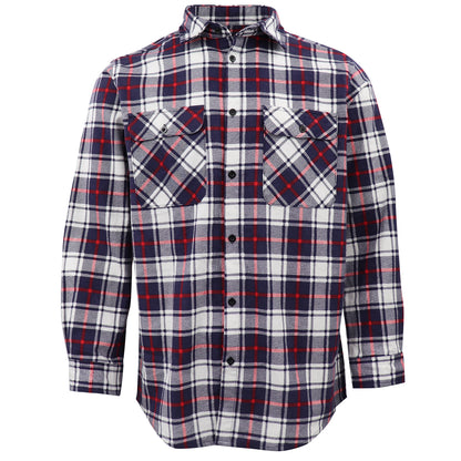 Men's 100% Cotton Flannelette Shirt Long Sleeve Plaid Check Flannel w Pockets, Snowfall Navy Plaid, S - Image 2