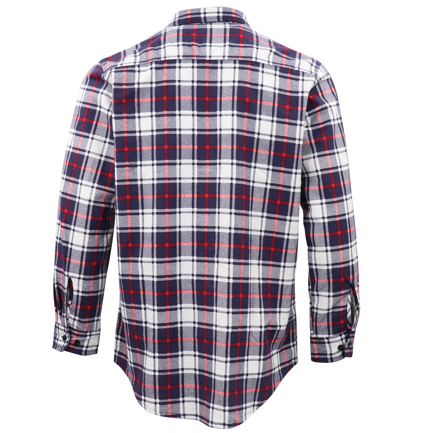 Men's 100% Cotton Flannelette Shirt Long Sleeve Plaid Check Flannel w Pockets, Snowfall Navy Plaid, S - Image 3