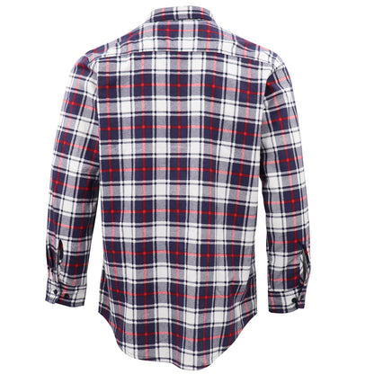 Men's 100% Cotton Flannelette Shirt Long Sleeve Plaid Check Flannel w Pockets, Snowfall Navy Plaid, S - Image 3