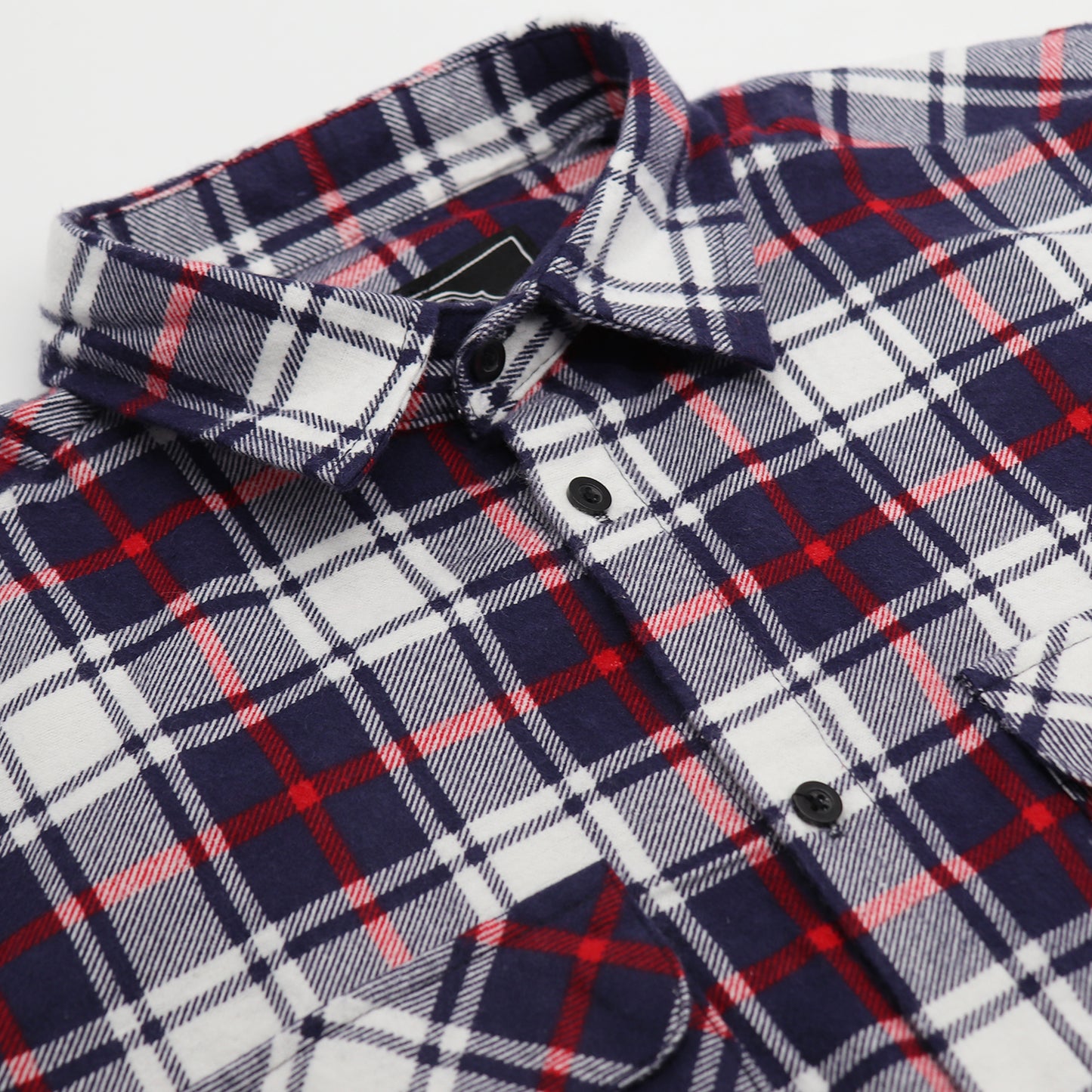 Men's 100% Cotton Flannelette Shirt Long Sleeve Plaid Check Flannel w Pockets, Snowfall Navy Plaid, S - Image 4