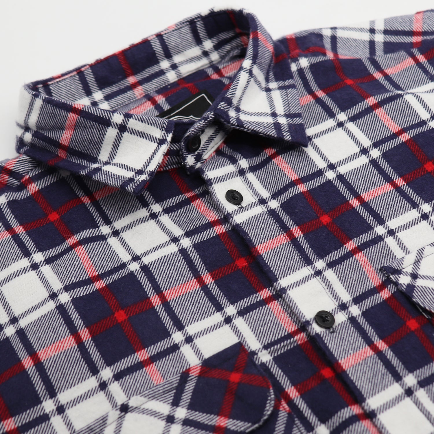 Men's 100% Cotton Flannelette Shirt Long Sleeve Plaid Check Flannel w Pockets, Snowfall Navy Plaid, S - Image 4