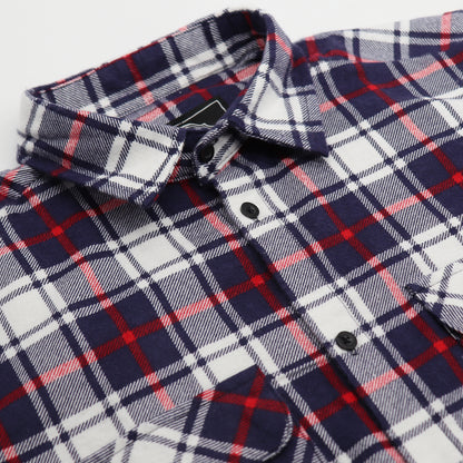 Men's 100% Cotton Flannelette Shirt Long Sleeve Plaid Check Flannel w Pockets, Snowfall Navy Plaid, S - Image 4