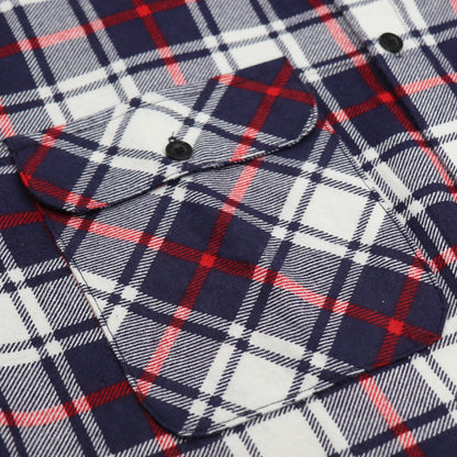 Men's 100% Cotton Flannelette Shirt Long Sleeve Plaid Check Flannel w Pockets, Snowfall Navy Plaid, S - Image 5