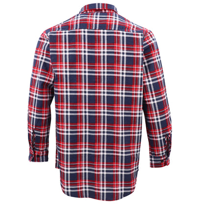 Men's 100% Cotton Flannelette Shirt Long Sleeve Plaid Check Flannel w Pockets, Heritage Red Plaid, L - Image 3