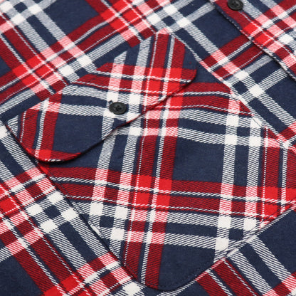 Men's 100% Cotton Flannelette Shirt Long Sleeve Plaid Check Flannel w Pockets, Heritage Red Plaid, L - Image 5