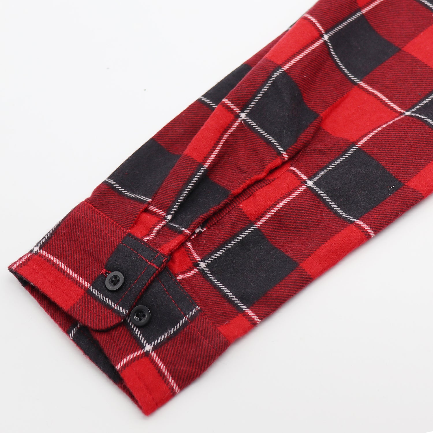 Men's 100% Cotton Flannelette Shirt Long Sleeve Plaid Check Flannel w Pockets, Lumberjack Red Buffalo Plaid, M - Image 6