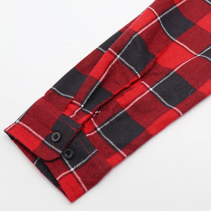 Men's 100% Cotton Flannelette Shirt Long Sleeve Plaid Check Flannel w Pockets, Lumberjack Red Buffalo Plaid, 2XL - Image 6