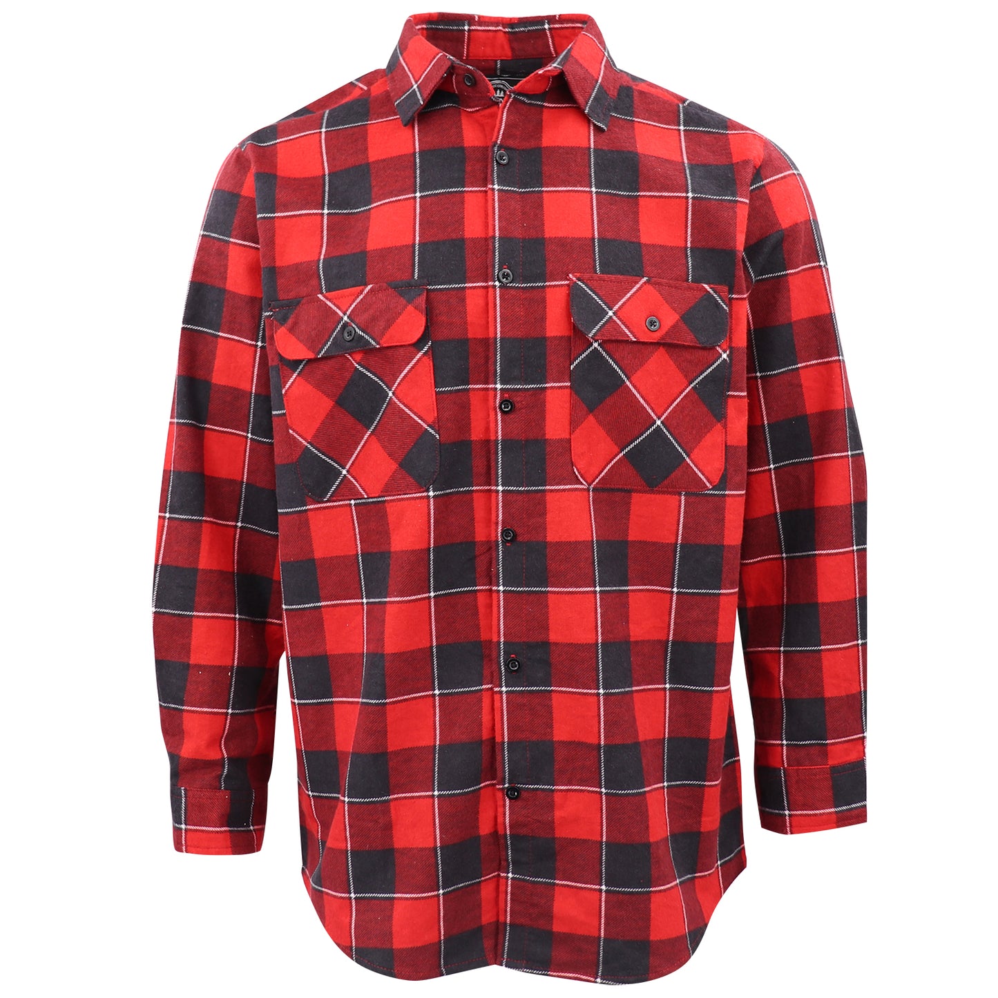 Men's 100% Cotton Flannelette Shirt Long Sleeve Plaid Check Flannel w Pockets, Lumberjack Red Buffalo Plaid, 3XL - Image 2