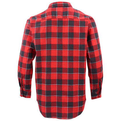 Men's 100% Cotton Flannelette Shirt Long Sleeve Plaid Check Flannel w Pockets, Lumberjack Red Buffalo Plaid, 3XL - Image 3