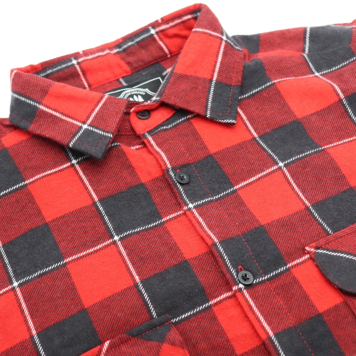 Men's 100% Cotton Flannelette Shirt Long Sleeve Plaid Check Flannel w Pockets, Lumberjack Red Buffalo Plaid, 3XL - Image 4