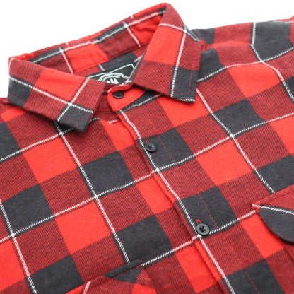 Men's 100% Cotton Flannelette Shirt Long Sleeve Plaid Check Flannel w Pockets, Lumberjack Red Buffalo Plaid, 3XL - Image 4