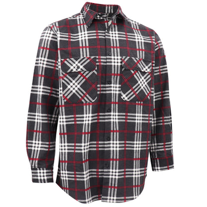 Men's 100% Cotton Flannelette Shirt Long Sleeve Plaid Check Flannel w Pockets, Shadow Glen Plaid, 2XL