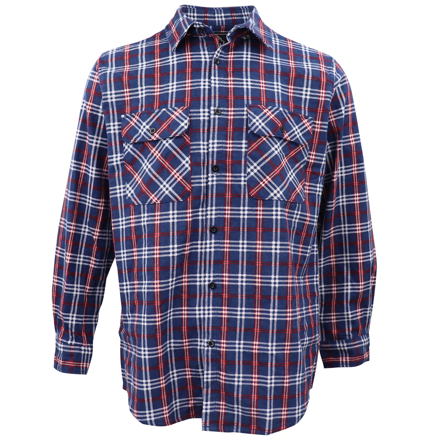 Men's 100% Cotton Flannelette Shirt Long Sleeve Plaid Check Flannel w Pockets, Patriot Blue Plaid, 2XL - Image 2
