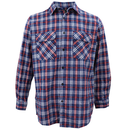 Men's 100% Cotton Flannelette Shirt Long Sleeve Plaid Check Flannel w Pockets, Patriot Blue Plaid, 2XL - Image 2