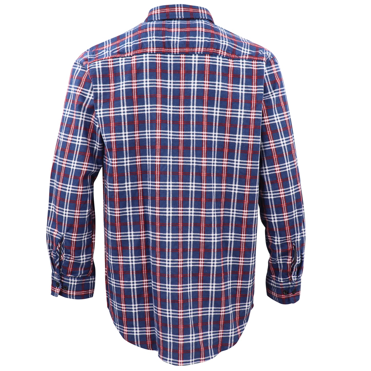 Men's 100% Cotton Flannelette Shirt Long Sleeve Plaid Check Flannel w Pockets, Patriot Blue Plaid, 2XL - Image 3