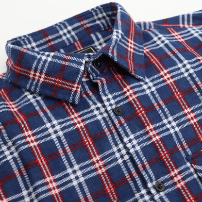 Men's 100% Cotton Flannelette Shirt Long Sleeve Plaid Check Flannel w Pockets, Patriot Blue Plaid, 2XL - Image 4