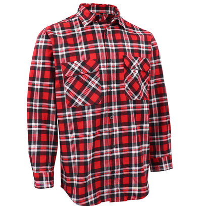 Men's 100% Cotton Flannelette Shirt Long Sleeve Plaid Check Flannel w Pockets, Crimson Knight Plaid, 2XL