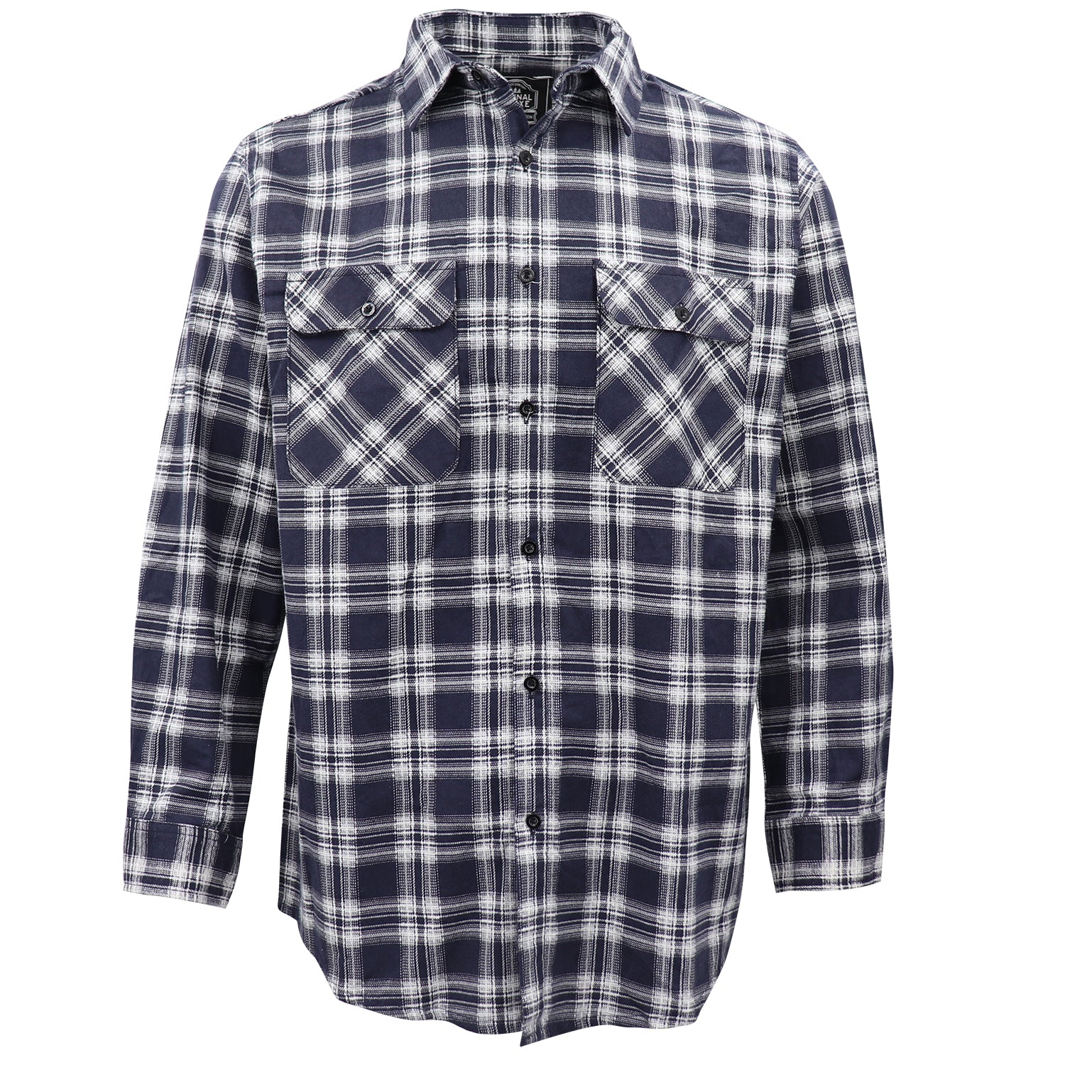 Men's 100% Cotton Flannelette Shirt Long Sleeve Plaid Check Flannel w Pockets, Midnight Navy Plaid, XL - Image 2