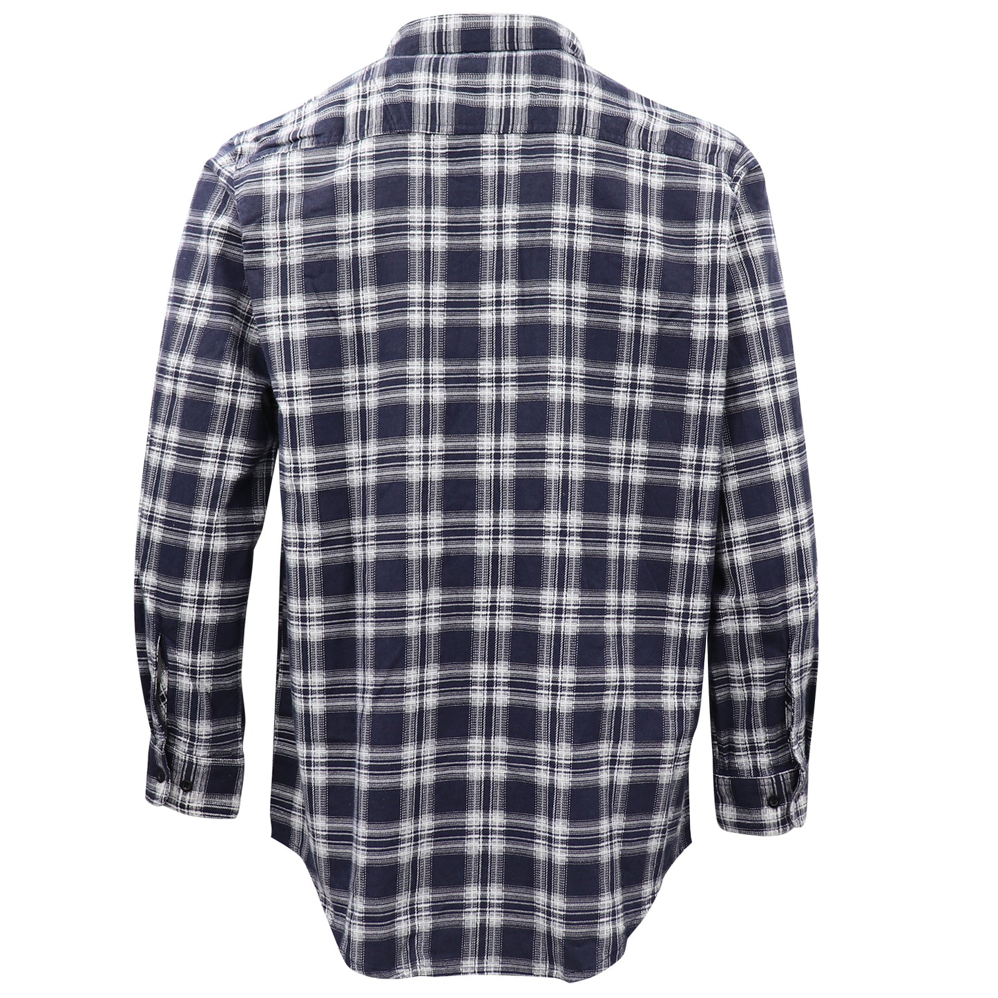 Men's 100% Cotton Flannelette Shirt Long Sleeve Plaid Check Flannel w Pockets, Midnight Navy Plaid, XL - Image 3
