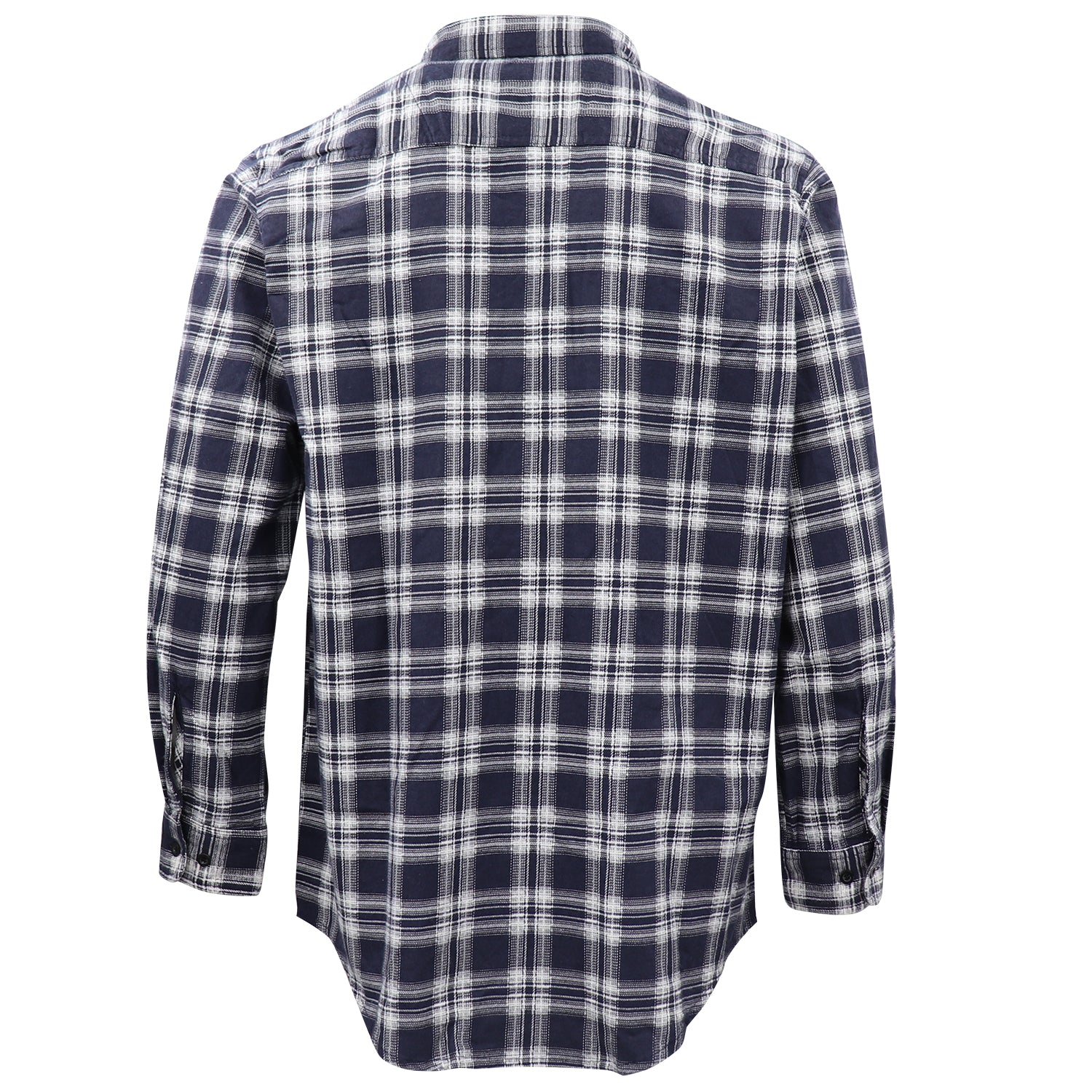 Men's 100% Cotton Flannelette Shirt Long Sleeve Plaid Check Flannel w Pockets, Midnight Navy Plaid, XL - Image 3