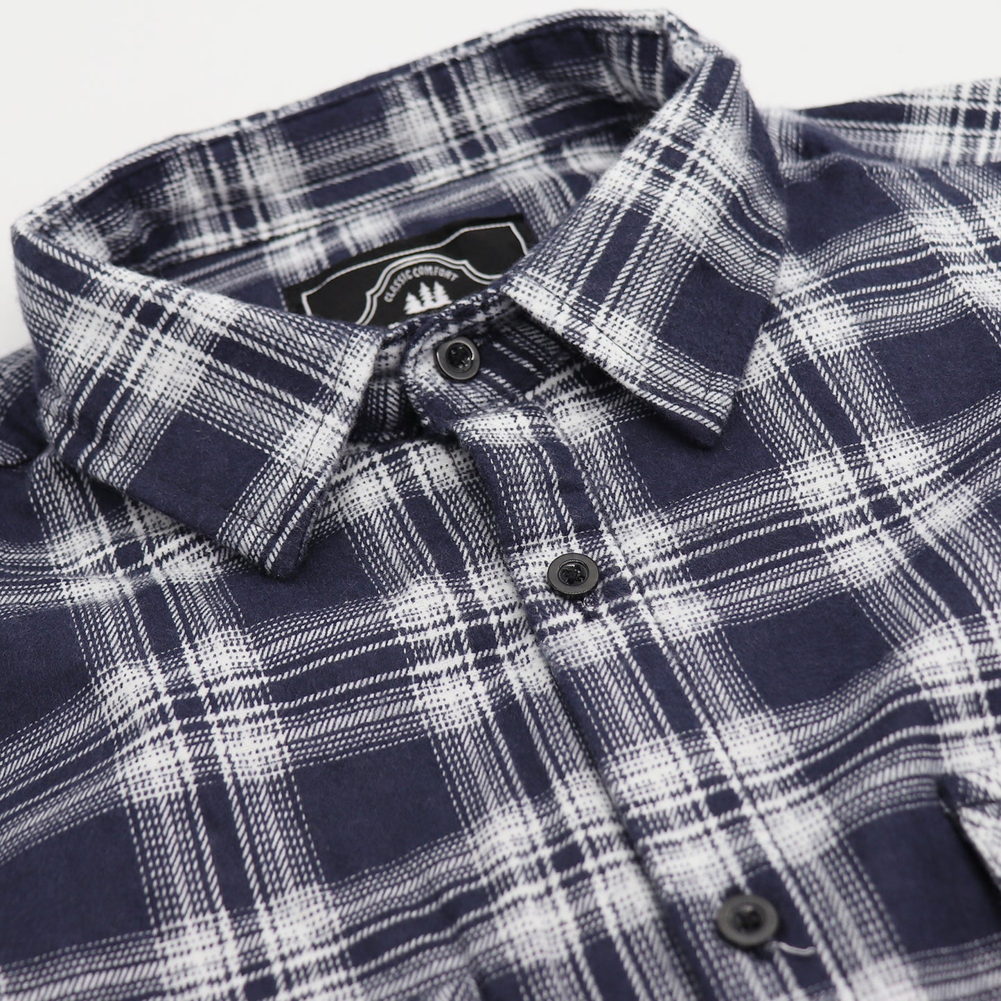 Men's 100% Cotton Flannelette Shirt Long Sleeve Plaid Check Flannel w Pockets, Midnight Navy Plaid, XL - Image 4