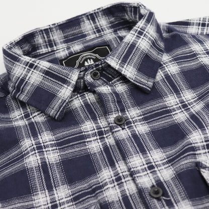 Men's 100% Cotton Flannelette Shirt Long Sleeve Plaid Check Flannel w Pockets, Midnight Navy Plaid, XL - Image 4