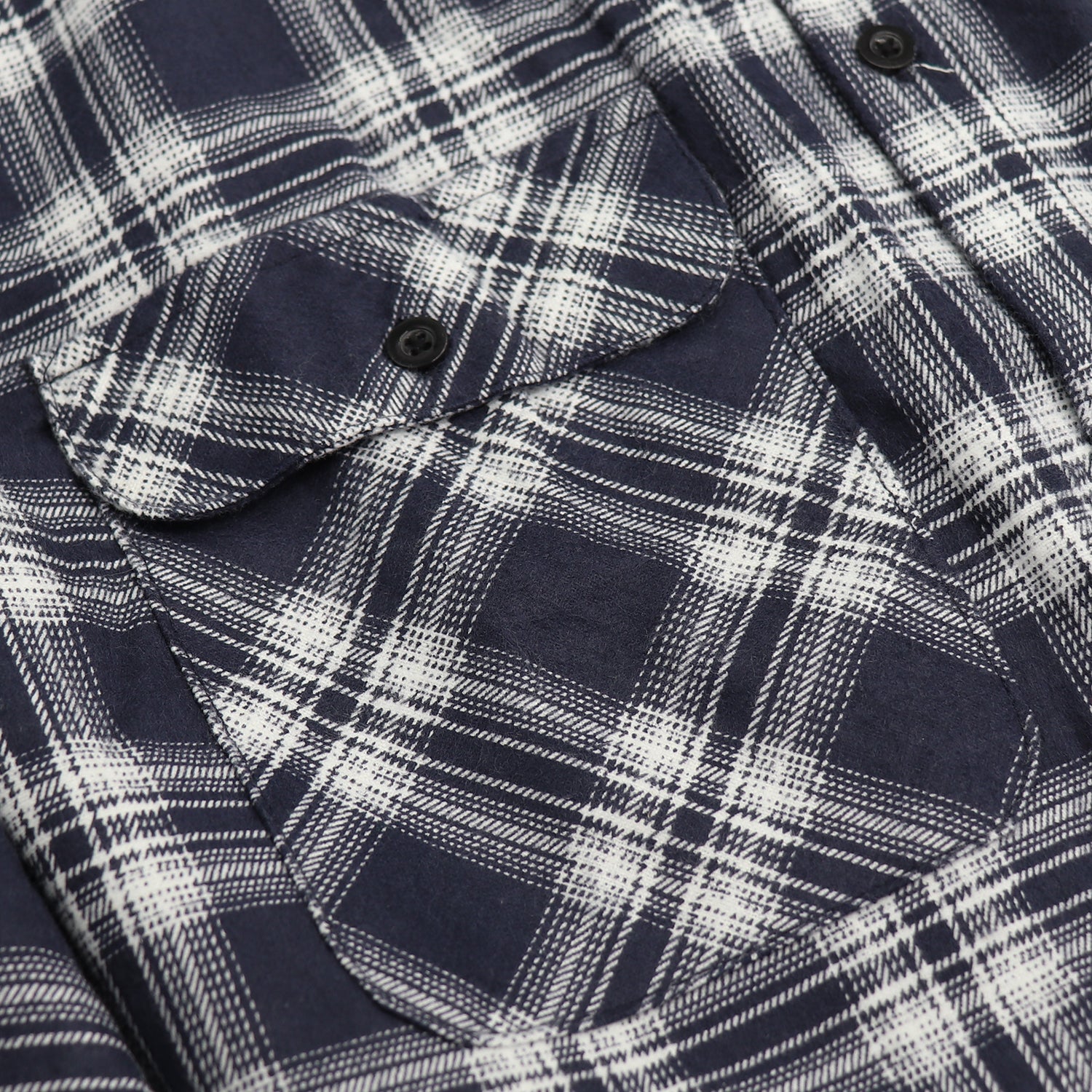Men's 100% Cotton Flannelette Shirt Long Sleeve Plaid Check Flannel w Pockets, Midnight Navy Plaid, XL - Image 5