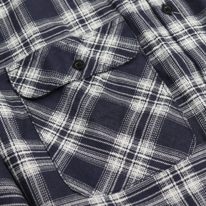 Men's 100% Cotton Flannelette Shirt Long Sleeve Plaid Check Flannel w Pockets, Midnight Navy Plaid, XL - Image 5